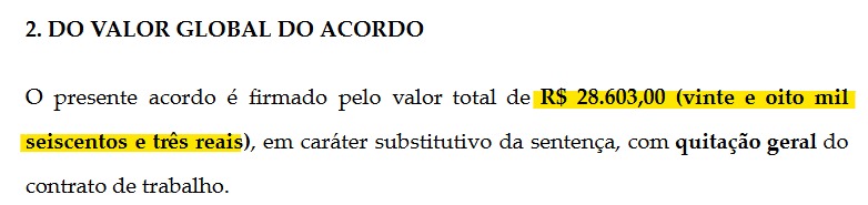 Acordo R$ 28.603